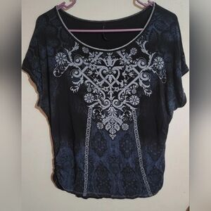 Skinny Minnie Y2K Vintage Black Grunge Bling Short Sleeve Shirt Size Medium